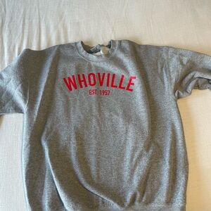 Gray Whoville Sweatshirt with Red Lettering